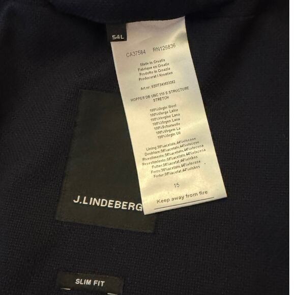 J. Lindeberg Hopper Double Breasted Slim Fit Wool Blazer Navy 54L NWT - Picture 11 of 12